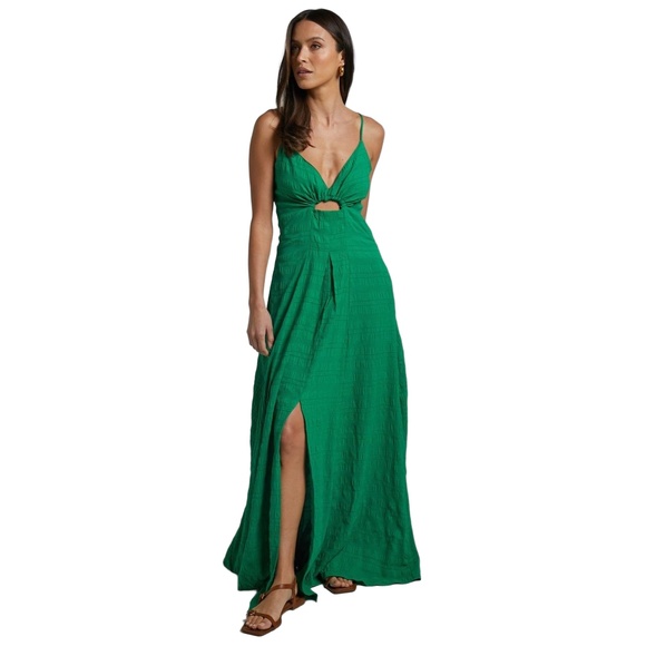 Showpo. Dresses & Skirts - Showpo Resort Wear Emerald Green Cutout Quiet Luxury Floor Length Maxi Dress 12